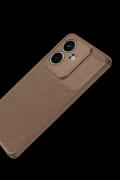 Oppo A3 Kılıf Auto Focus Karbon Kapak - Kahverengi ürün görseli 1