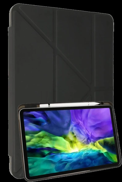 Samsung Galaxy X910 Tab S9 Ultra 14.6 Kılıf Kalemlikli Mars Tablet Kılıfı - Koyu Gri ürün görseli 1