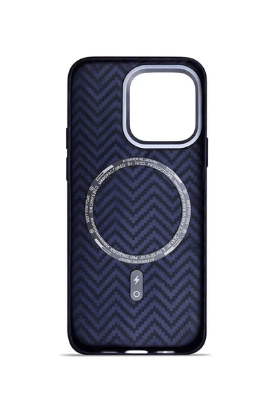 Aether Carbon iPhone 13-14 MagSafe Karbon Kılıf Deep Navy Pulse - Resim 3