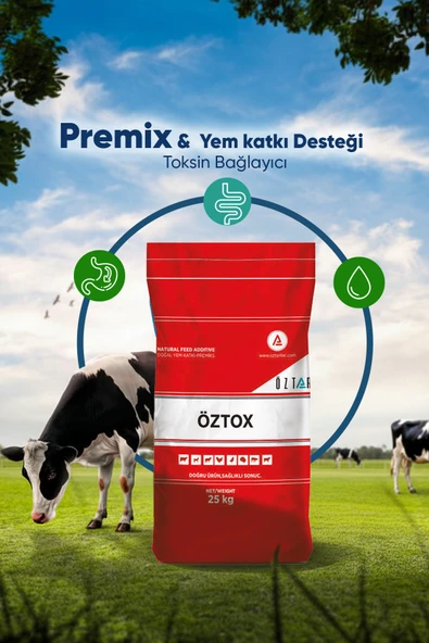 ÖZTAR İLAÇ Öztox Yem Hijyeni Destekleyici Doğal Toksin Bağlayıcı Premiks Büyükbaş, Küçükbaş & Kanatlı 25 Kg ürün görseli 1