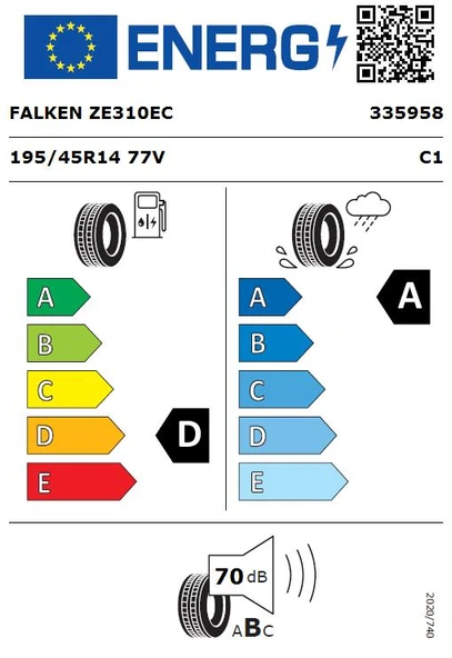 Falken 195/45 R14 TL 77V ZIEX ZE310 ECORUN Yaz Lastiği (Üretim Tarihi:2026) ürün görseli 1