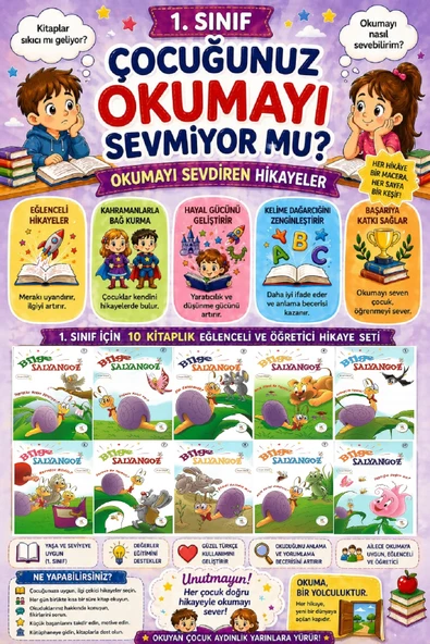 1 .Sınıf Okumayı Sevdiren 10 lu Hikaye Seti - 3 (16 sayfa) ürün görseli 1