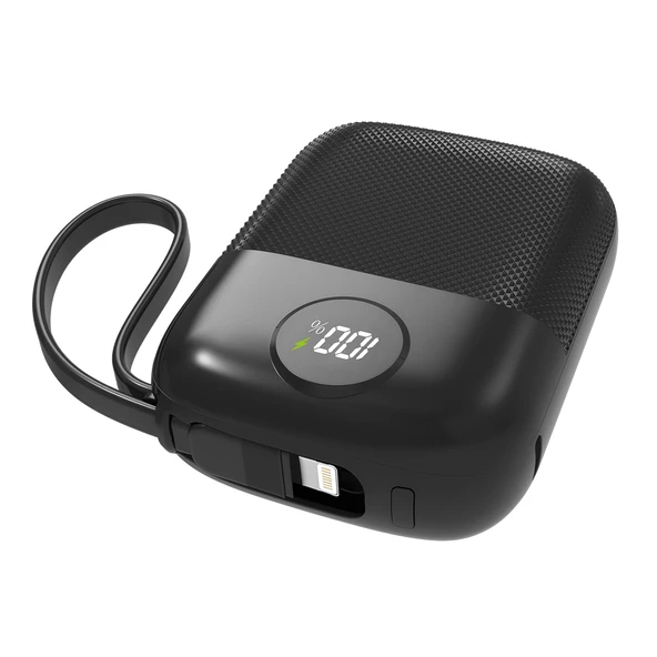 S-Link Mp110 10000Mah Pd22.5W Type-C+Lightning Kablolu Siyah Pil Şarj Cihazı Powerbank ürün görseli 1