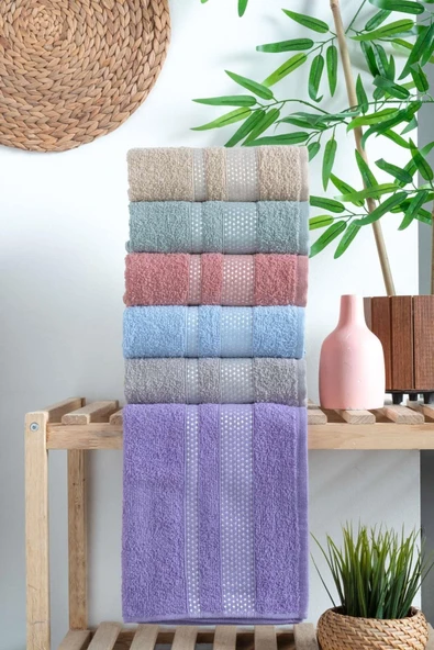 Havlu Deluxe Yumuşacık Pamuk 6'lı 50x90cm Havlu El Yüz Havlusu Seti Banyo Takimi Çeyizlik Günlük ürün görseli 1