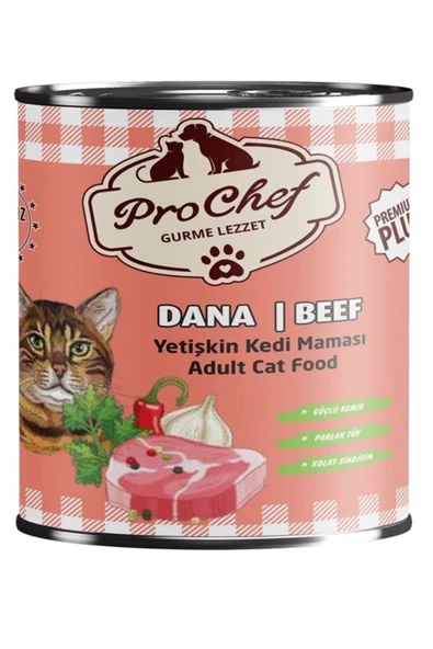 Prochef 16 Adet Premium Plus Yetişkin Kedi Maması | 415 gr Dana Etli Konserve Yaş Mama ürün görseli 1