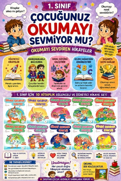 1 .Sınıf Okumayı Sevdiren 10 lu Hikaye Seti - 4 (16 sayfa) ürün görseli 1