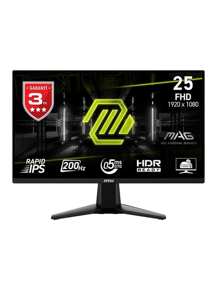 Msi 24.5" Mag 255F E20 1920X1080 Flat Rapid İps 200Hz 0.5Ms (Gtg) Freesync Premium Gaming Monitor ürün görseli 1