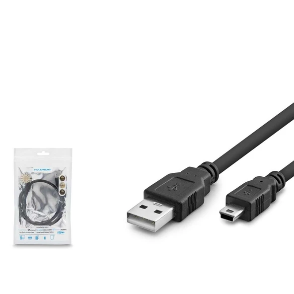 Hadron Hdx7524 Usb Mini V3-5Pin To Usb Kablo 50Cm Siyah ürün görseli 1