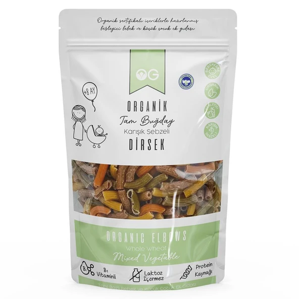 Og Natural Organik Karışık Sebzeli Dirsek Makarna 200 Gr ürün görseli 1