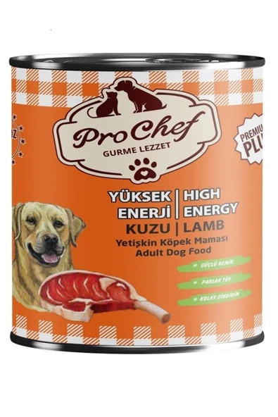 Prochef 16 Adet Premium Plus Yetişkin Yüksek Enerji Köpek Maması | 415 gr Kuzu Etli Konserve Yaş Mama ürün görseli 1