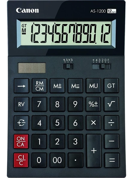 Canon As-1200 Hb 12 Hane Siyah Masa Üstü Hesap Makinesi ürün görseli 1