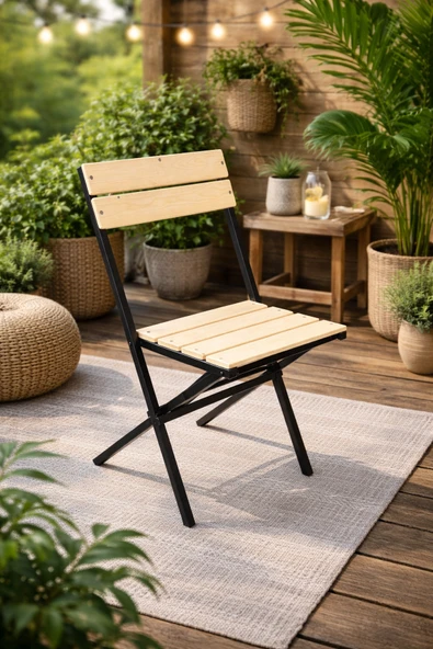 Ecowood Katlanır Sandalye | Balkon Bahçe Kamp - Resim 2