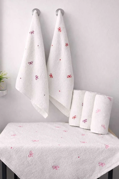 Havlu LİYA FİYONK NAKIŞLI El Yüz Havlusu Pamuklu 3'LÜ SET 50x90 Cm ürün görseli 1