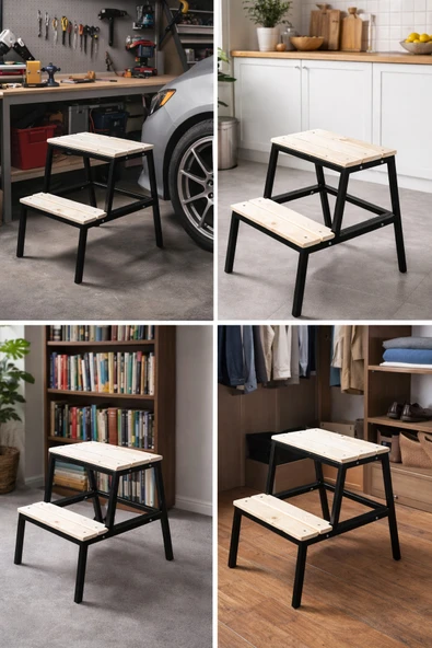 Ecowood Basamaklı Metal Tabure - Resim 4