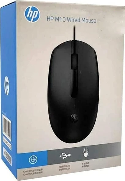 Hp M10 1200Dpi Siyah Sessiz Kablolu Usb Optik Mouse (1,5Mt Kablo Uzunluğu) ürün görseli 1