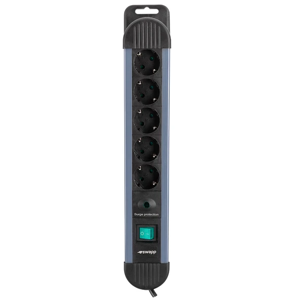 S-Link Spgks05 1.5 Metre 3G1.5Mm2 900 Joule 5Li Akım Korumalı Gri Priz Çoklayıcı ürün görseli 1