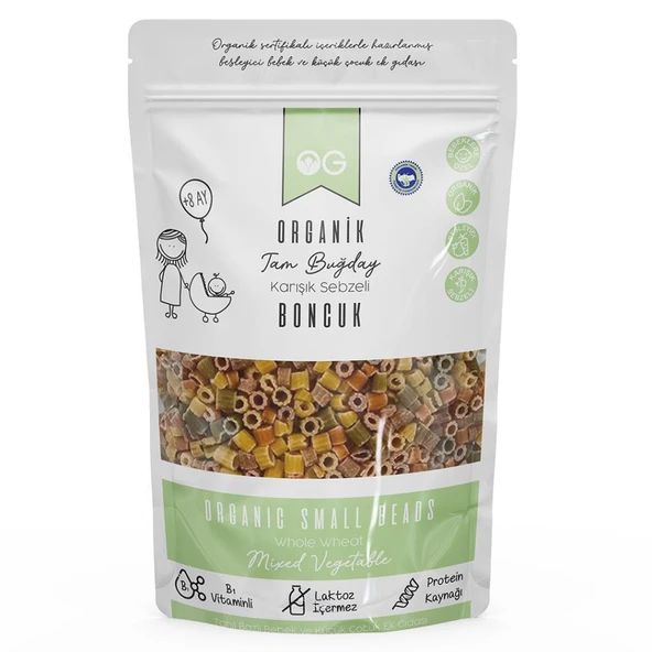Og Natural Organik Karışık Sebzeli Boncuk Makarna 200 Gr ürün görseli 1