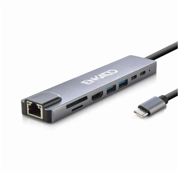 Enkado Ekd-Tp42 Type-C To To Hdmi 8İn 2Pd+2 Usb 2,0 +Hdmi 4K +Sd-Tf+Ethernet 100Mbs ürün görseli 1