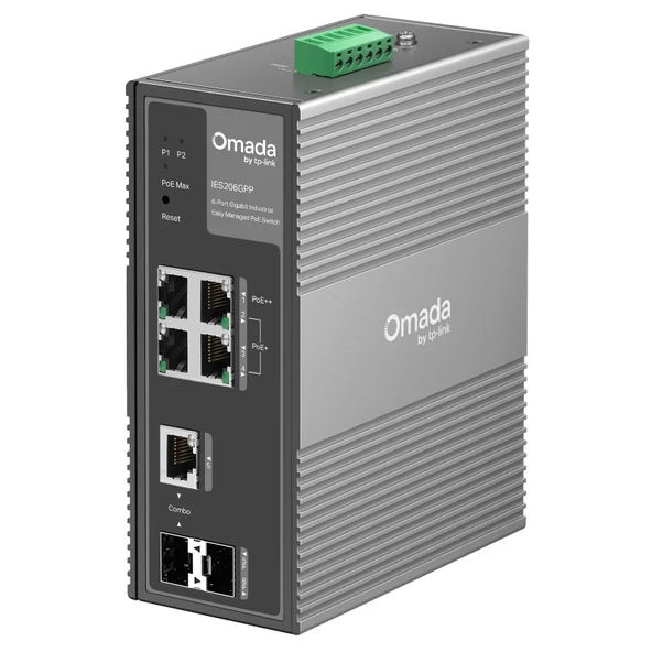 Omada Tp-Link İes206Gpp 6 Port Gigabit Endüstriyel Yönetilen Switch, 3 Port Poe+ 1 Port Poe++ ürün görseli 1