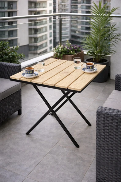Ecowood Katlanır Masa | Balkon Bahçe Kamp - Resim 2