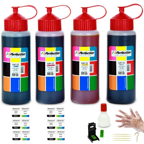 Perfection HP Uyumlu Deskjet İnk Advantage 2900 Muadil Kartuş Dolum Seti 4 X 500 gr. Kartuş No : 654 ürün görseli 1