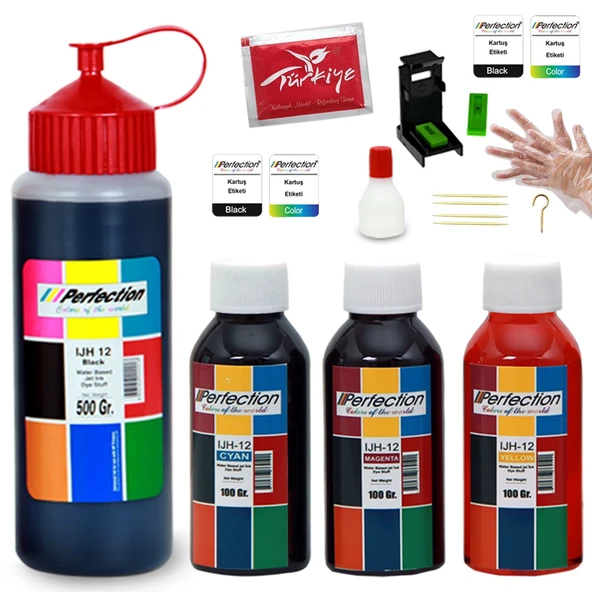 Perfection HP 654 Uyumlu Deskjet İnk Advantage Muadil Kartuş Dolum Seti 800 gr. ürün görseli 1
