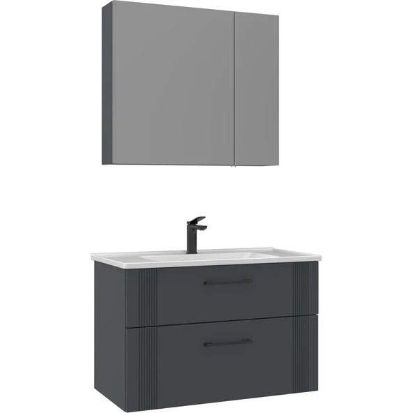 Orka Banyo Dolabı Takım Bari 85 Cm Mat Antrasit ürün görseli 1