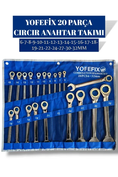 ekinler el aletleri Cırcır Kombine Anahtar Takımı 22 Parça (Bez Çanta) ürün görseli 1