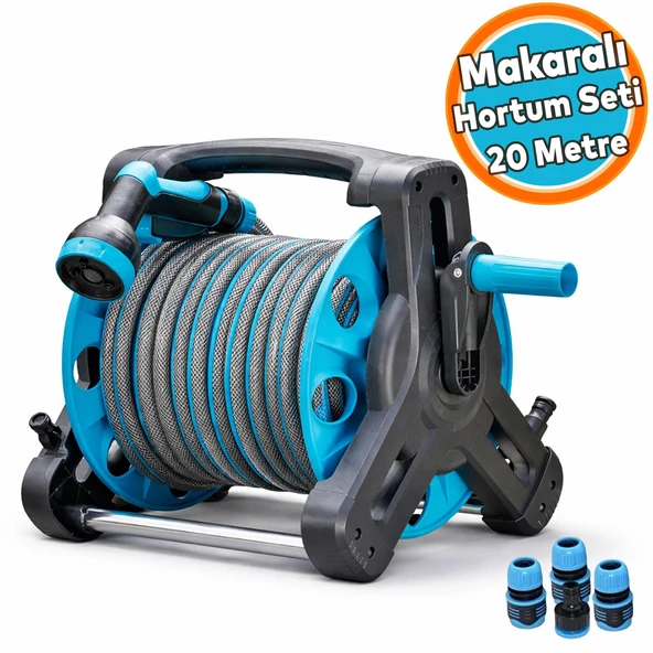 Makaralı Hortum Seti 20 Metre Garden Kit Bahçe Çeşme Su Hortumu İç Çap 1/2 Sulama Araç Yıkama ürün görseli 1