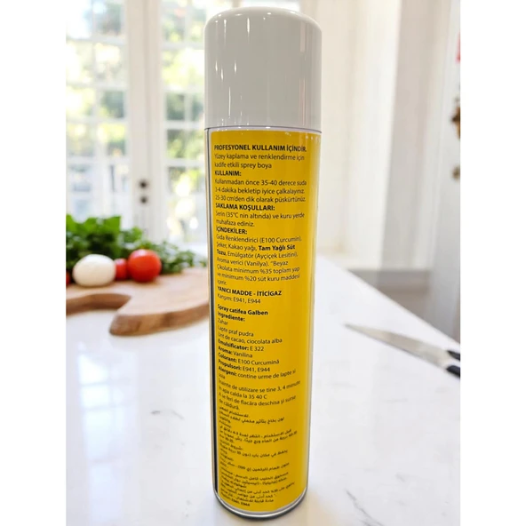 250 Ml Kadife Sprey Gıda Boyası - Sarı - Resim 2