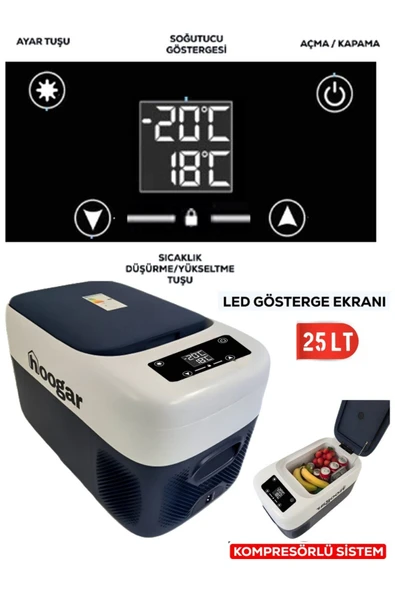 ekinler el aletleri Prohummer EEA457 Led Ekran 21-25 Lt Oto Karavan Tekne Tır Buzdolabı 12-24v -20 Derece Hızlı Soğutma ürün görseli 1