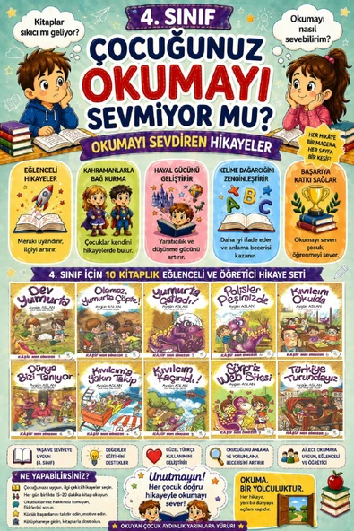 4 .Sınıf Okumayı Sevdiren 10 lu Hikaye Seti  (64 sayfa) ürün görseli 1