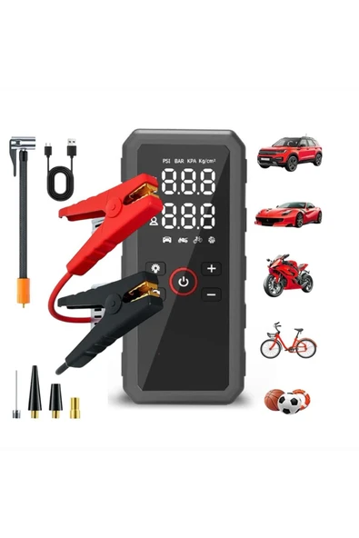 Navigold 4İN1 150Psi 8.000mAh Powerbank Özellikli Işıklı Çantalı Akü Takviyeli Oto Hava Kompresör ürün görseli 1