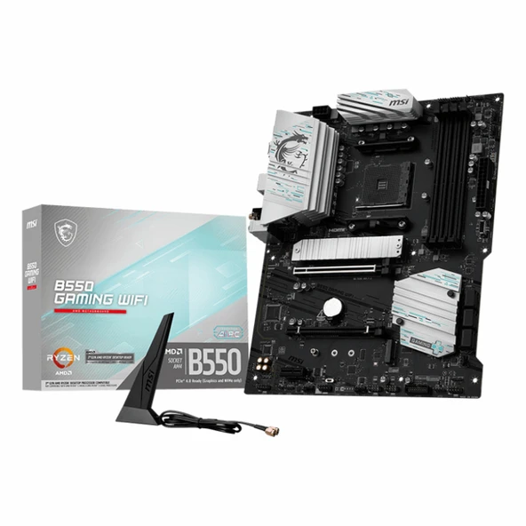 MSI B550 Gaming WiFi DDR4 (4866MHz)OC M.2 HDMI/DP/USB-C PCIe 4.0 AM4 ATX Anakart ürün görseli 1