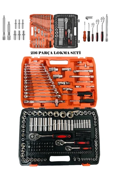 Mikasa Tools Japon Profesyonel 1/4 Cırcırlı 216 Parça Lokma Anahtar Takımı Oto Tamirci Full Tam Set ürün görseli 1