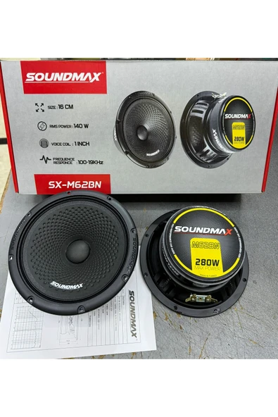 Soundmax Sx-m62bn Pro Serisi 16 cm midrange ciftti 560watt 280rms iki adett ürün görseli 1