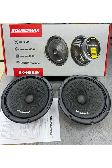 Soundmax sx-m62bn 16 cm özel seri midrange 280watt 140rms iki adet ürün görseli 1