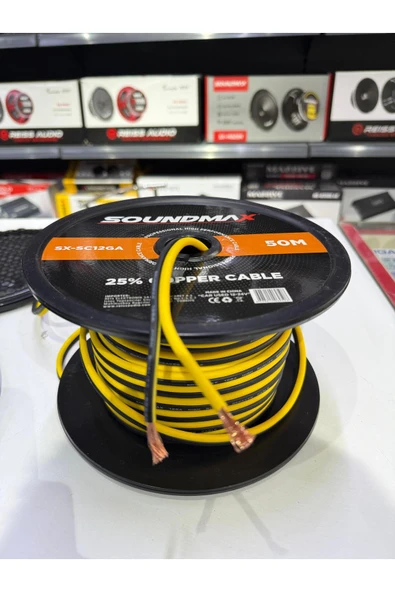 Soundmax 12ga Bass Ve Hoparlör Kablosu - sx-sc12ga Cca Amfi Bass Kablosu 12ga - 5 Metre ürün görseli 1