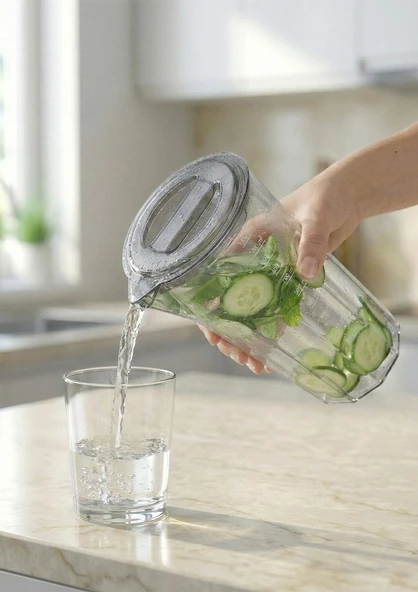 Başucu Kristal Sürahi Kulpsuz - 1.2 Litre - Resim 2