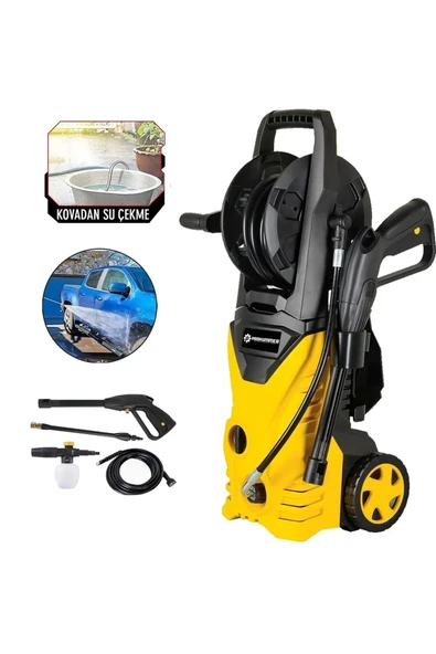 Prohummer PH271 Elektrikli 150 Bar Musluk ve Kovadan Su Çekme Yüksek Basınçlı Bahçe, Oto Yıkama, Araç Yıkama Makinesi (Sarı) ürün görseli 1