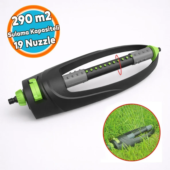Çok Fonksiyonlu Tablalı Hareketli Su Fıskiyesi 19 Nozzle Dönerli Bahçe Çim Sulama Aparatı Plastik ürün görseli 1