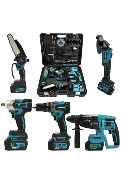 prohummer Profesyonel Akülü Süper 5li Set Makina 88vf 5ah 125mm Avuç Taşlama, Sds Plus PH252 .... ürün görseli 1