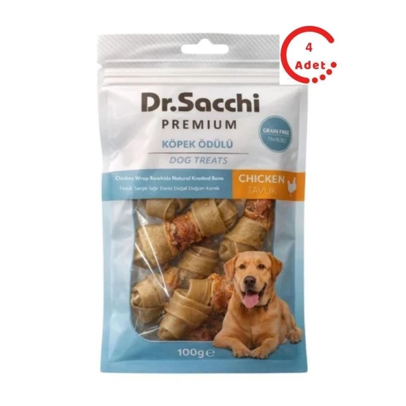 Dr.Sacchi Naturel Tavuk Sargılı Düğüm Kemik Köpek Ödülü 100 Gr x 4 Adet ürün görseli 1