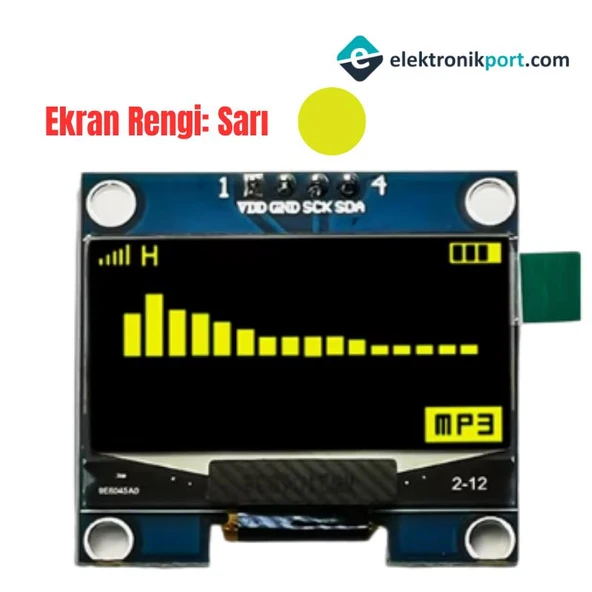 OLED Ekran Modülü Sarı 128x64 0,96 inch SSD1306 4-pin ürün görseli 1
