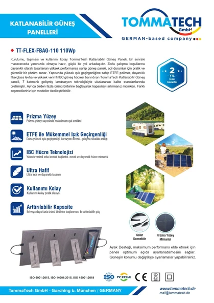 TommaTech Easy Life 110Wp Katlanabilir Güneş Paneli - Resim 6