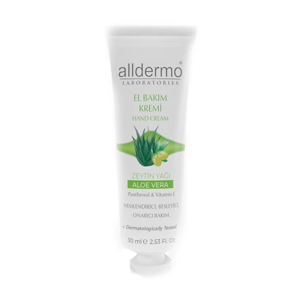 ALLDERMO EL KREMİ ALOE VERA VE ZEYTİNYAĞLI 30 ML ürün görseli 1