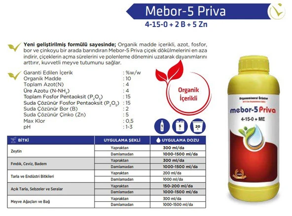 Mebor-5 Priva 20 Litre - 4-15-0 + 2 B + 5 Zn ürün görseli 1