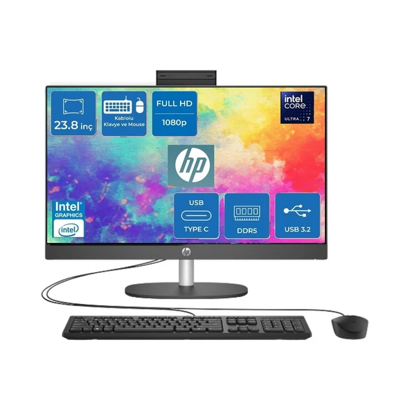 Proone 240 G10 Intel® Core™ Ultra 7 155U 24GB Ddr5 1tb SSD 23.8" Fhd IPS WIN11PRO Siyah All In One Bilgisayar D1BC2ET Snertech ürün görseli 1