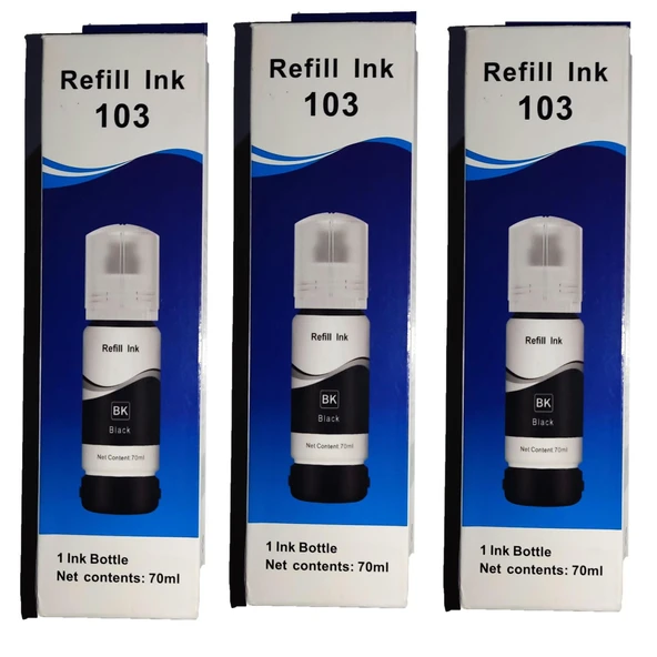 Melsan For Epson EcoTank L3256 Uyumlu Siyah Muadil Mürekkep 3x70 ml (Toplam 210 ml) ürün görseli 1
