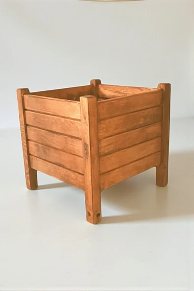 AKSYWOOD 50x30x50 cm Büyük Boy Ahşap Saksı, Dekoratif Çiçeklik, Dış Mekan Bitki Standı, Dayanıklı Ahşap Bahçe Saksısı, Çiçeklik Ara Bölme (SKS505050-5-KİRAZ) ürün görseli 1